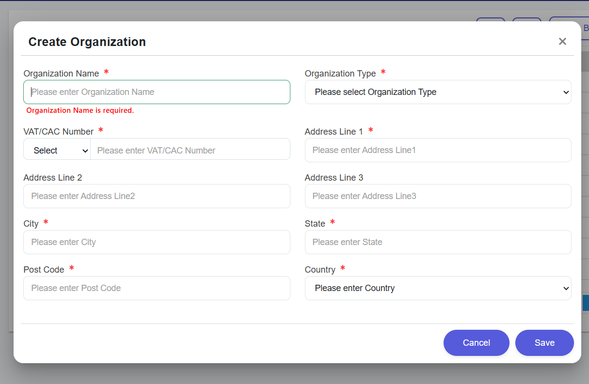 Create Organization